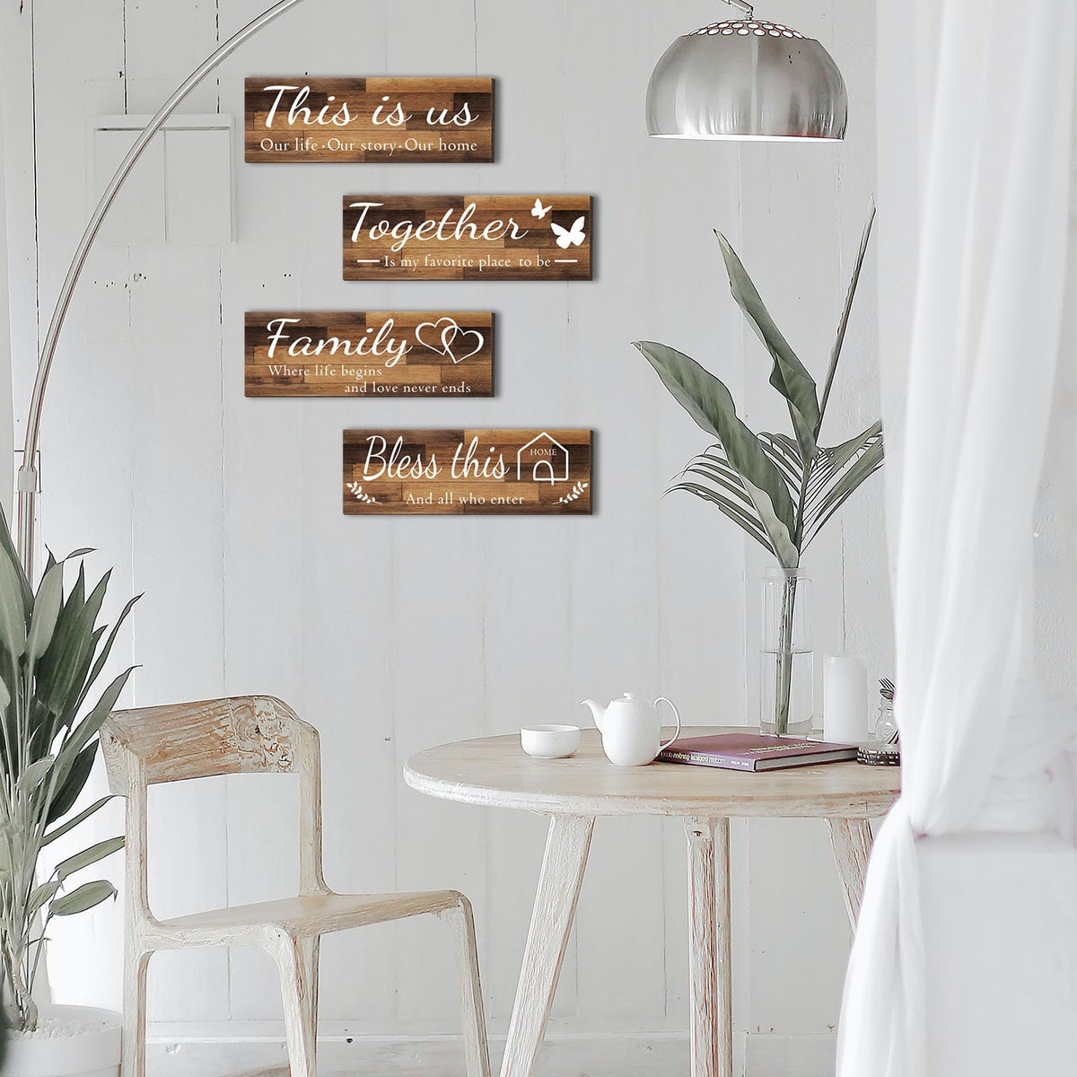 Joyhawk farmhouse entryway decor enhances hallway styling with rustic appeal.