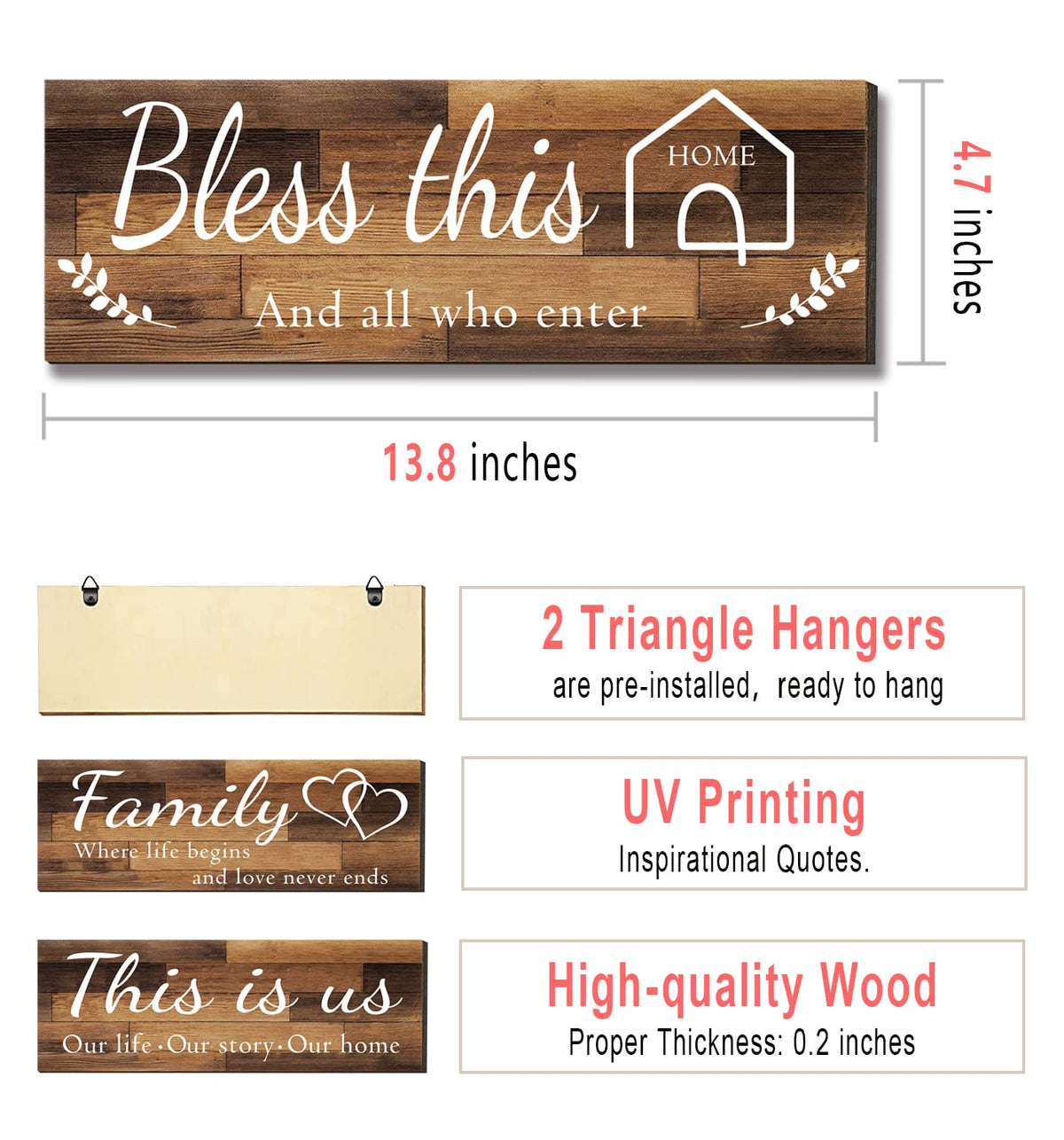 Closeup of Joyhawk rustic wood sign shows durable farmhouse craftsmanship.