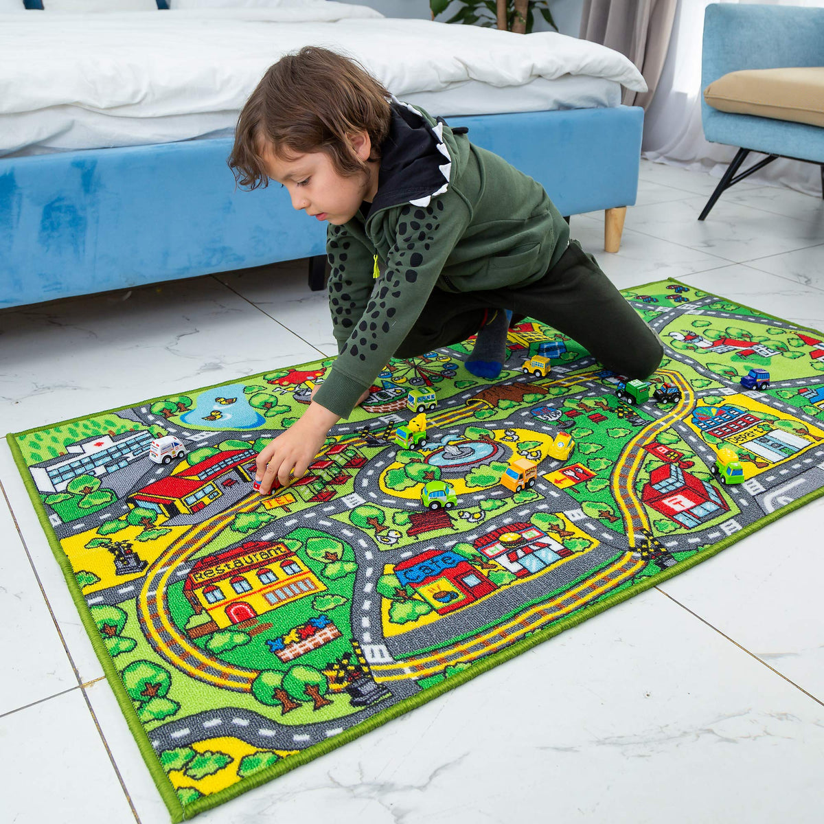 JOYIN City Pretend Play Rug provides a large, durable play area.