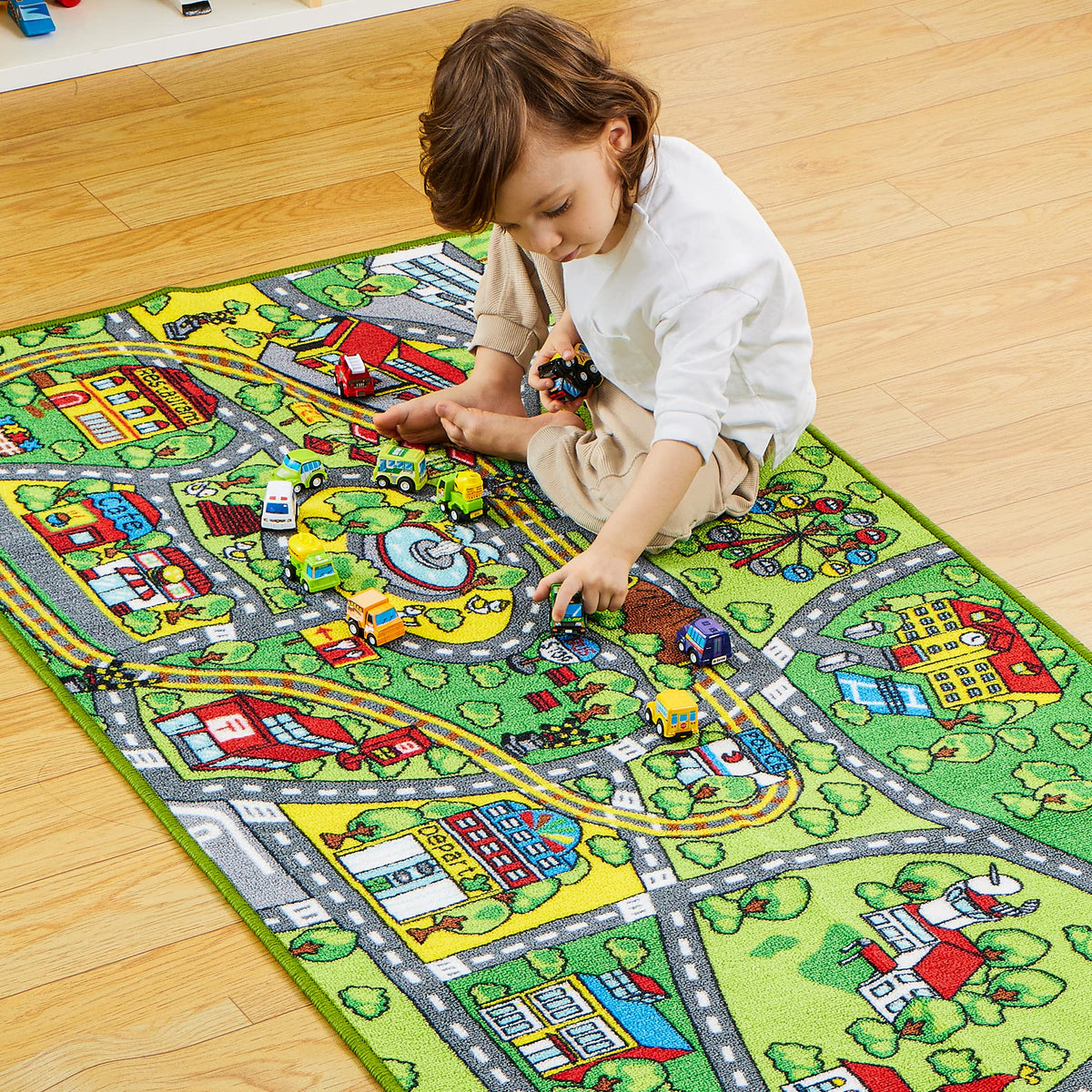 JOYIN City-themed rug durability highlights long-lasting play surfaces.