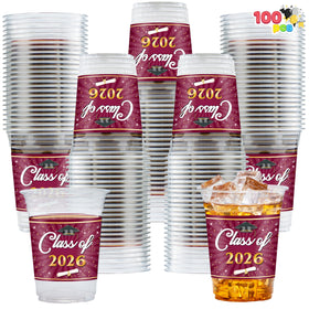 JOYIN graduation cups maroon 16oz pack ready for bulk party use