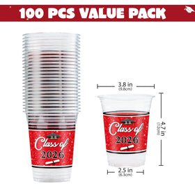 JOYIN graduation cups 16oz red with Class of 2026 design for party decor