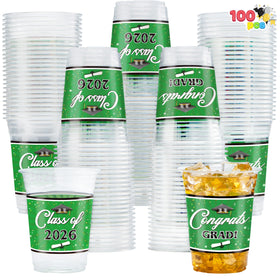 JOYIN graduation green 16oz cups for easy, mess-free party serving.
