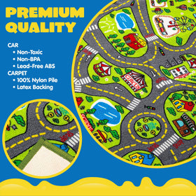 JOYIN fire truck and vehicles on durable play rug for active play
