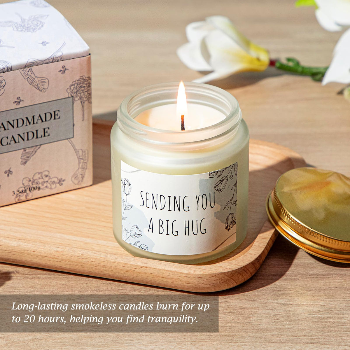 Joyliss scented candle creates a comforting atmosphere for quiet evenings