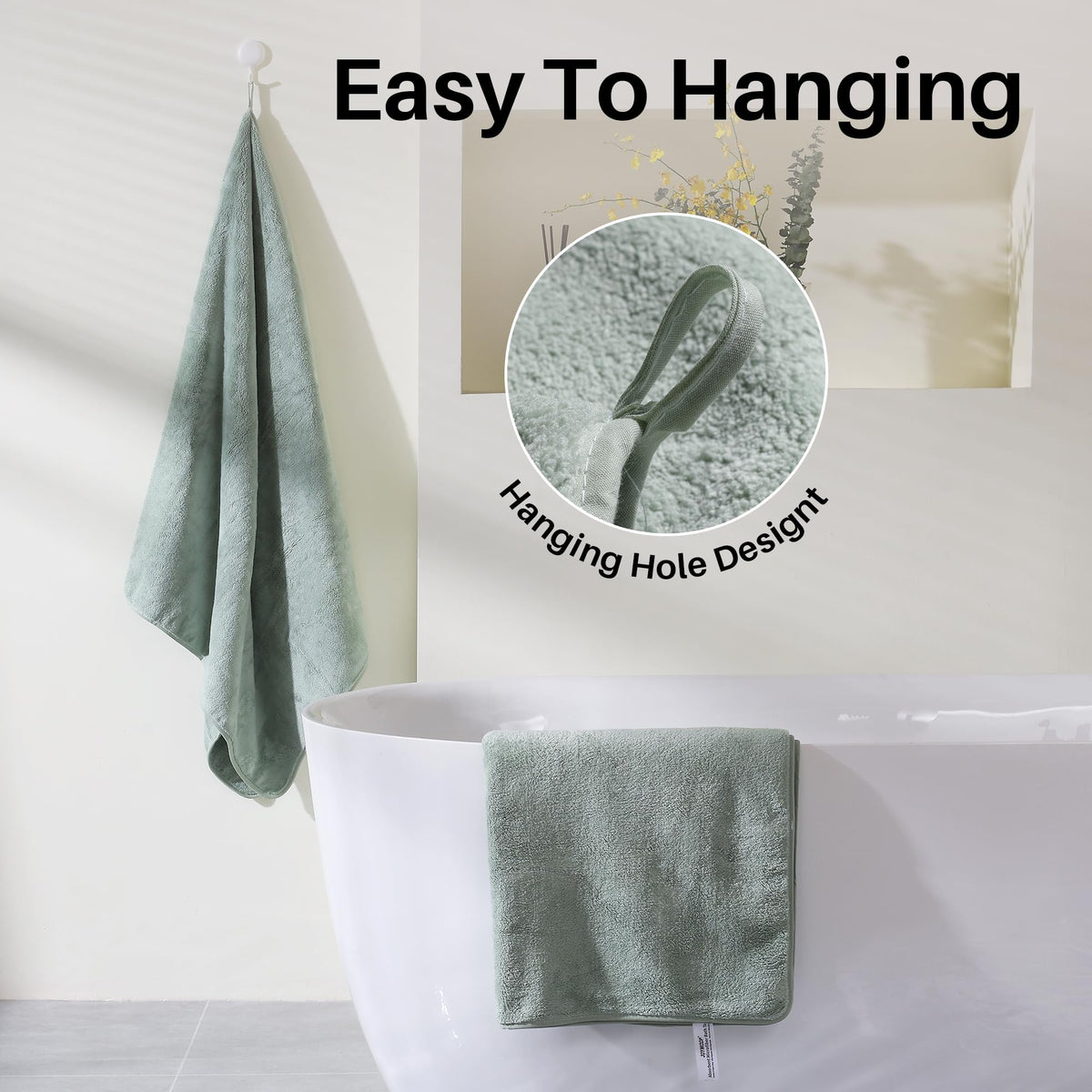 JOYMOOP bath towel white color bright and clean look with absorbent microfibers.