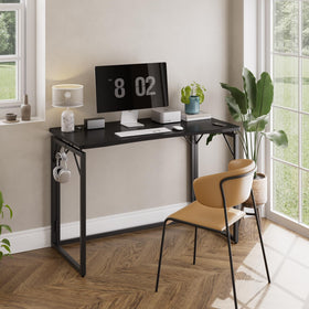 Joymoop Black 31.5 folding desk open, ready for work.