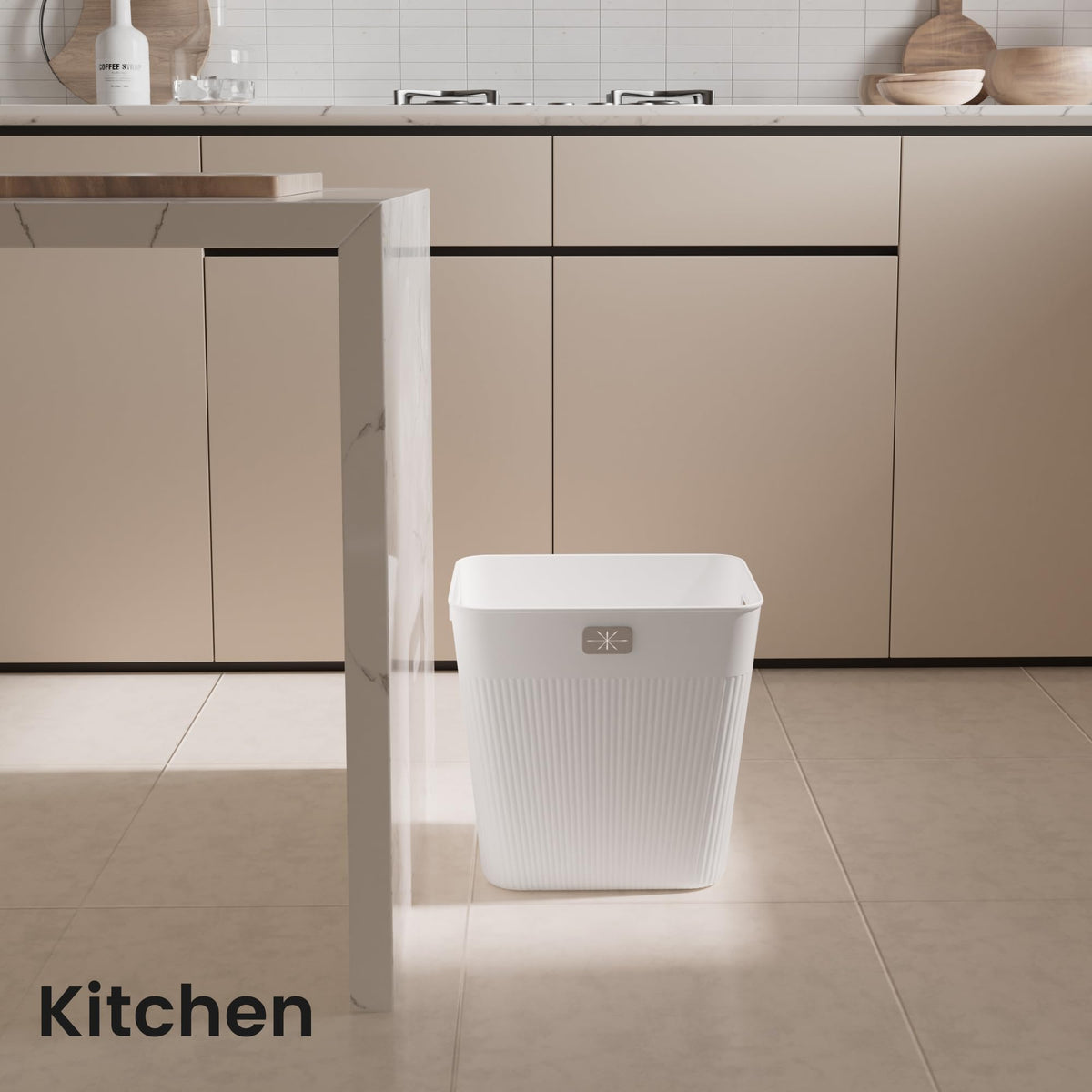 Compact dimensions of JOYMOOP trash can: 6.9 x 10 x 9.7 inches