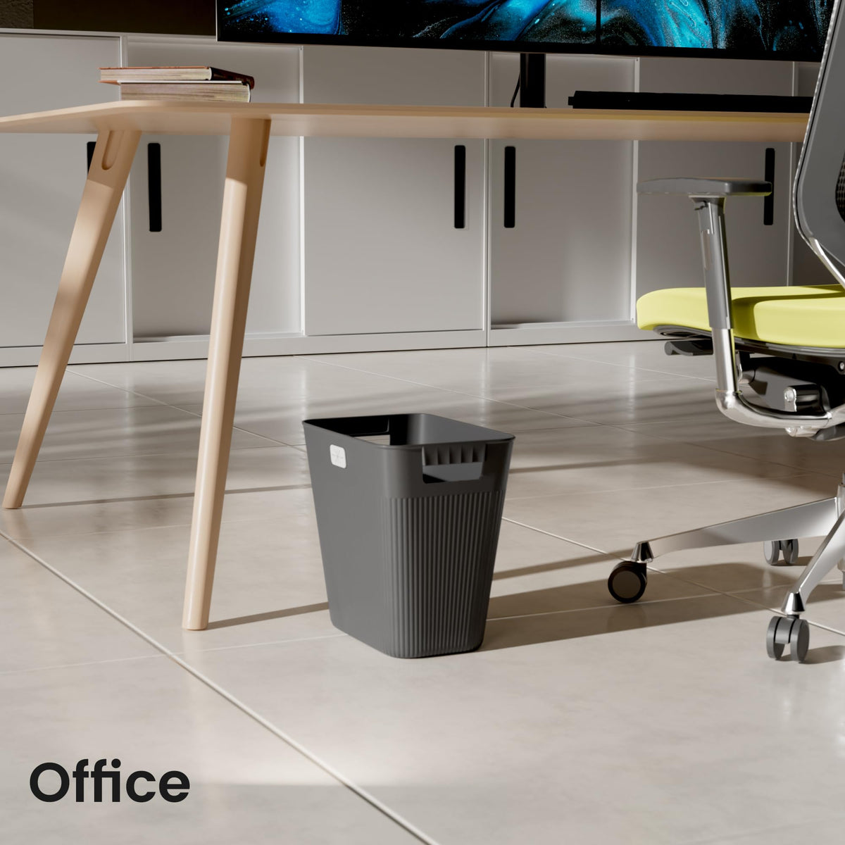 Durable plastic construction of JOYMOOP wastebasket