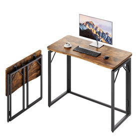 JOYMOOP folding desk with rustic brown top for smooth writing sessions.