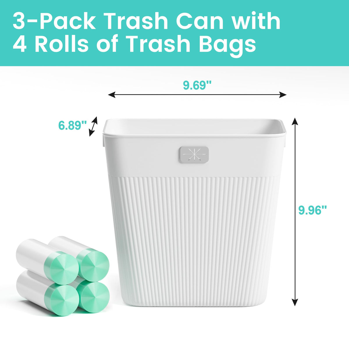 Three-pack JOYMOOP trash cans neatly arranged for storage