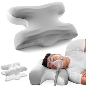 Joynox CPAP pillow side view shows larger profile for neck support