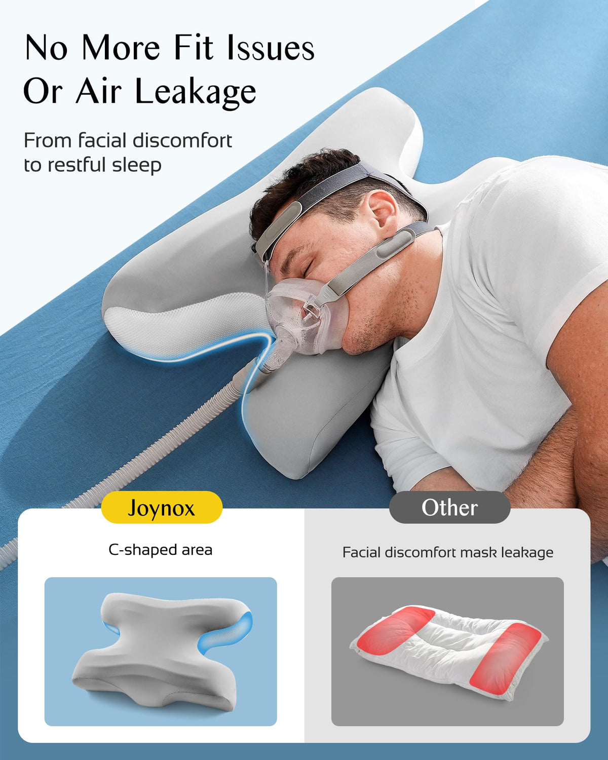 Joynox CPAP pillow neck support for back and side sleepers