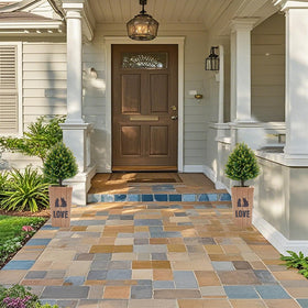 JoyPower front door decor with symmetrical topiary accents