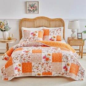 Joyreap floral patchwork quilt queen size for vibrant bedroom décor and cozy warmth.
