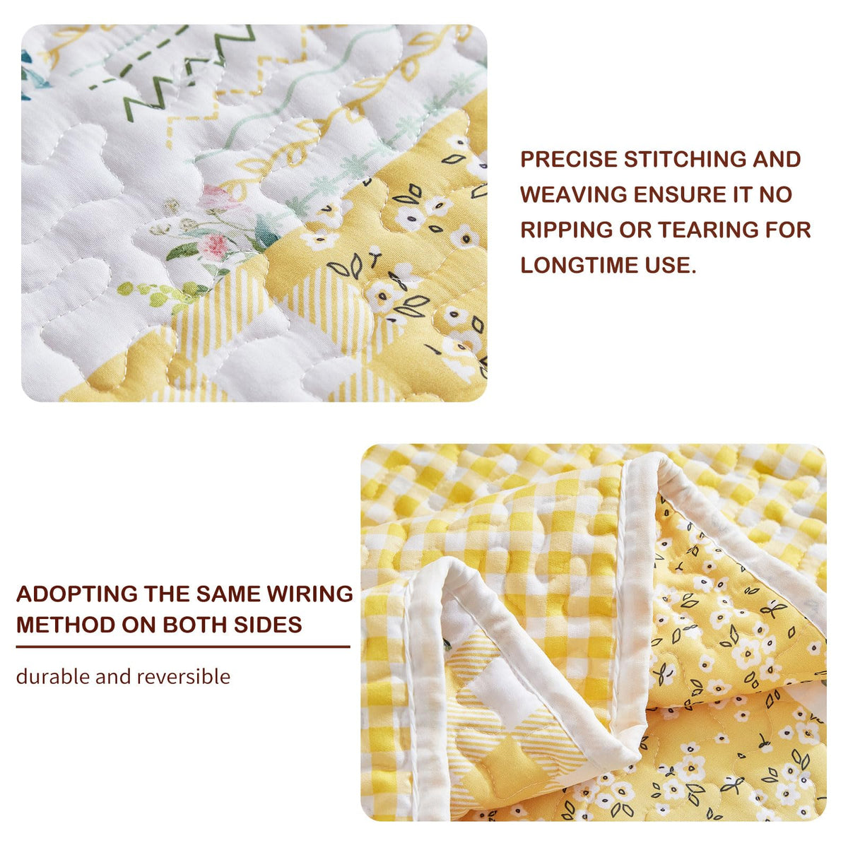 Joyreap floral patchwork quilt and sham set image front view.