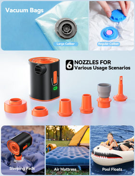 JoyRoom portable air pump backpack hook for easy carrying.