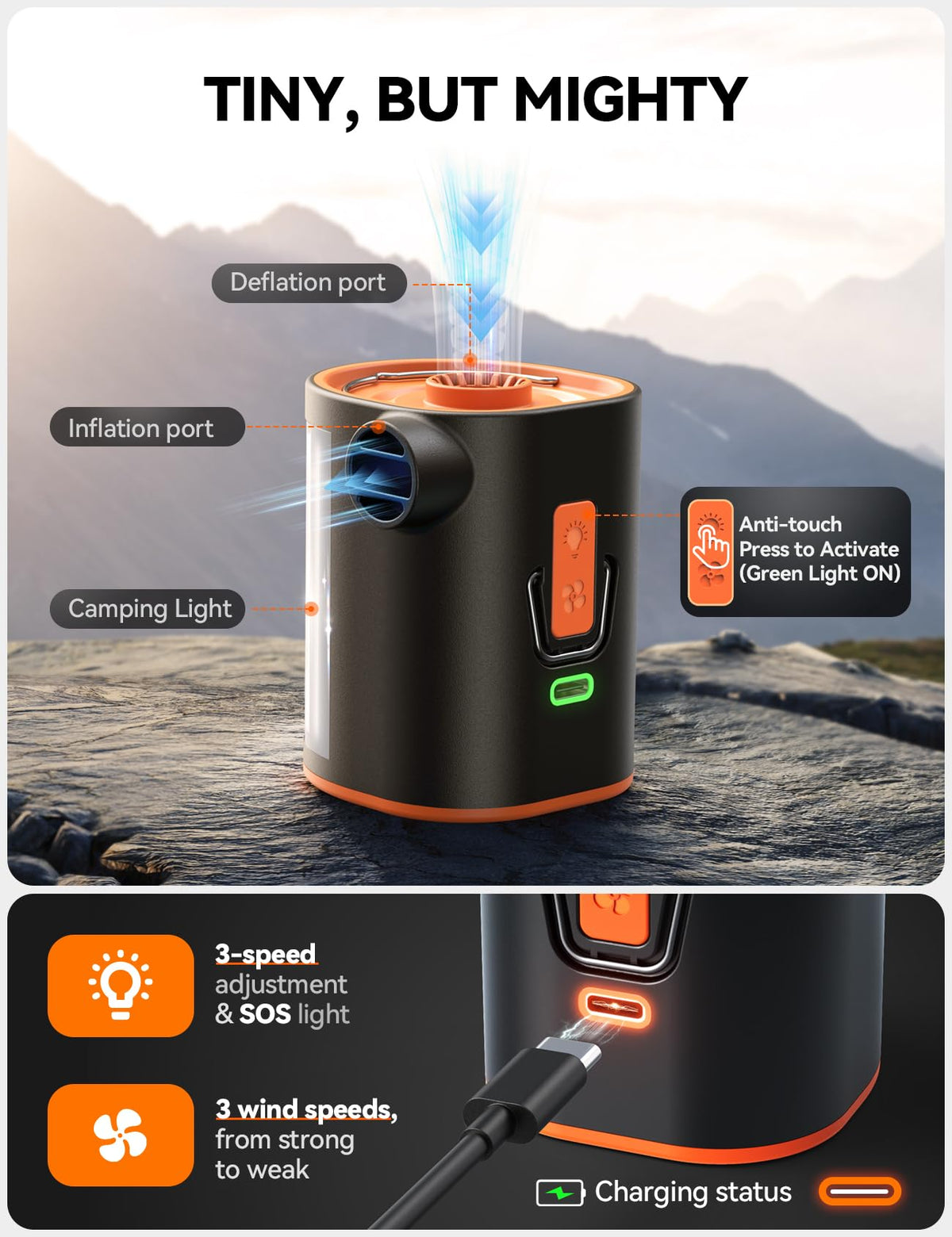 JoyRoom portable air pump deflates vacuum storage bags for packing.