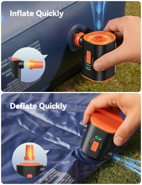 JoyRoom portable air pump six nozzles enable versatile inflating.