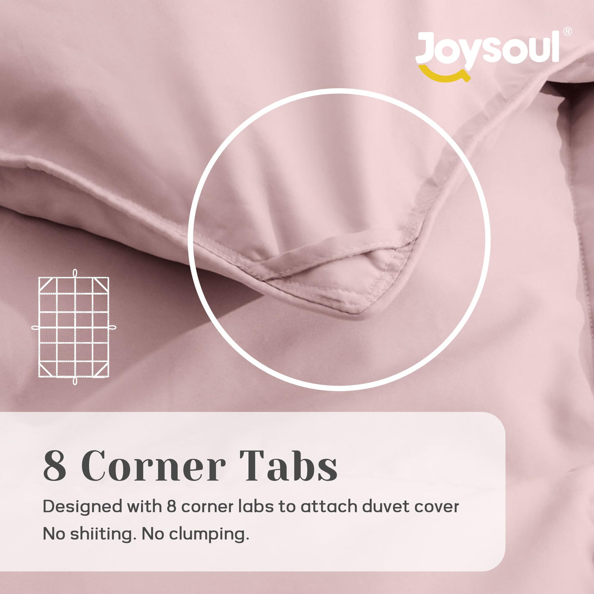 Joysoul care-ready, machine-washable comforter with cold-water gentle cycle.