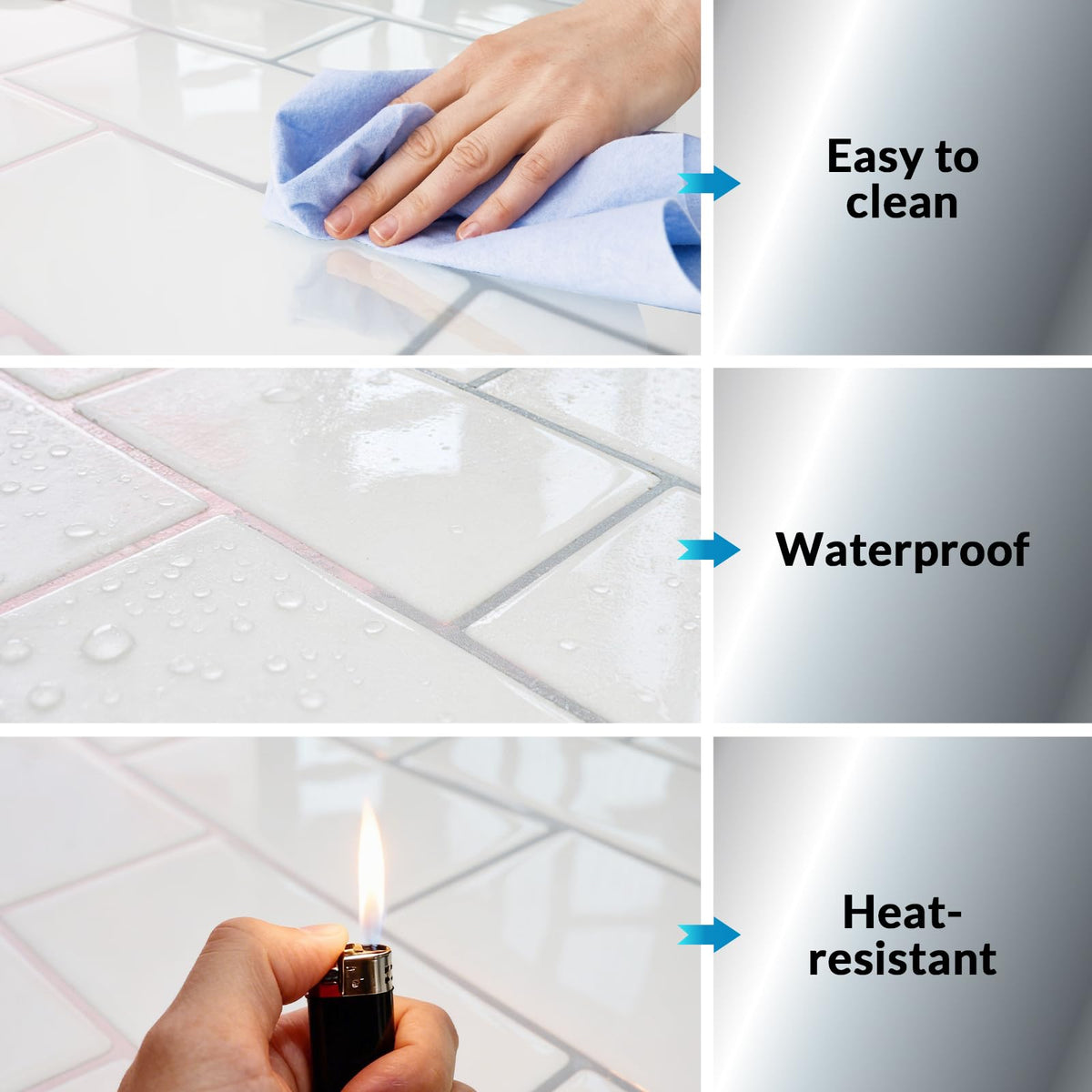 Joysticky laser grout lines reflect light for dynamic ambience.
