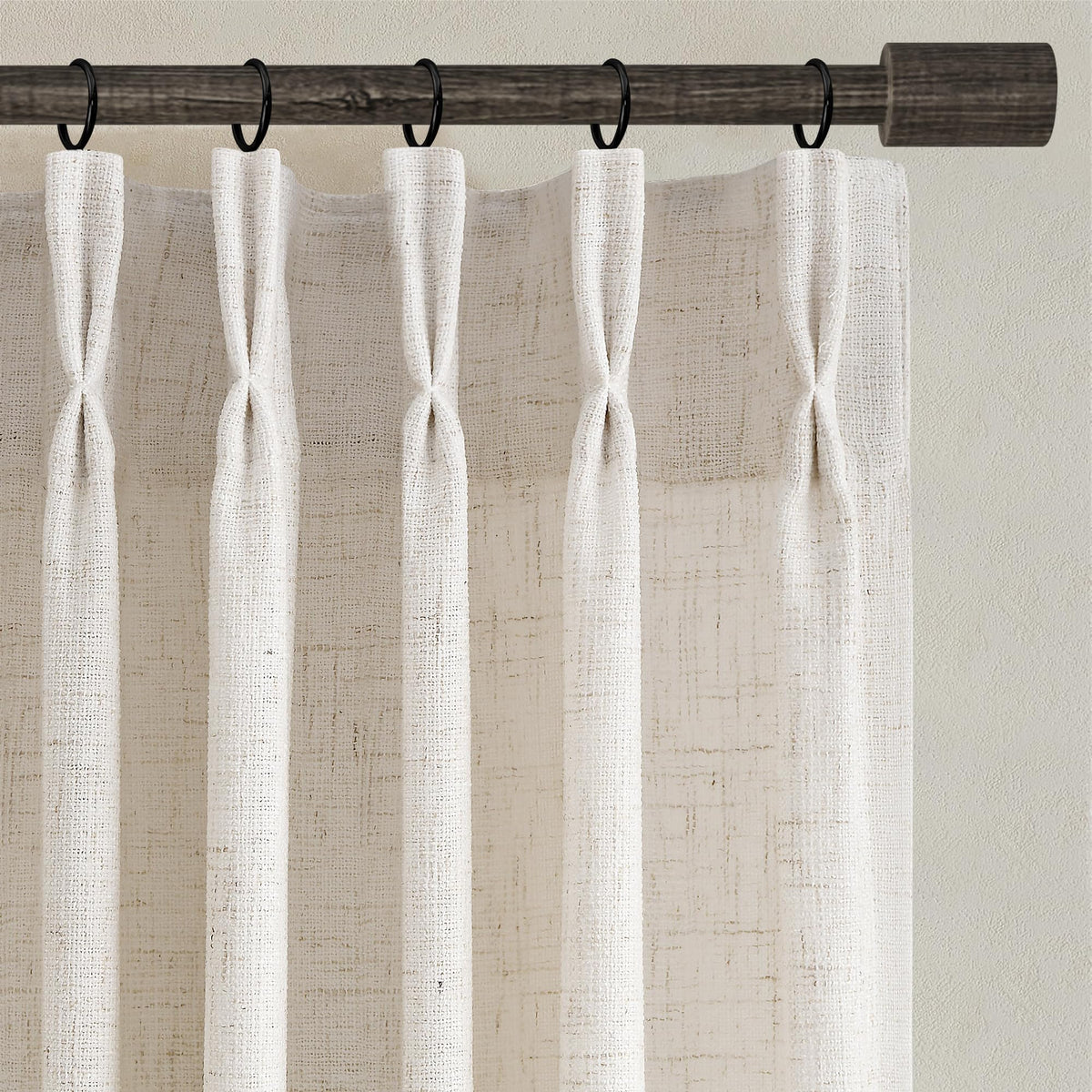 Joywell linen pinch pleated curtains create an elegant living room backdrop with refined drape.