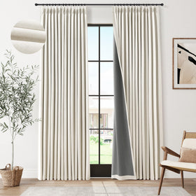 Joywell pinch pleated curtains with 100% blackout in cream darken bedrooms effectively.