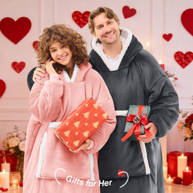 JOYWOO wearable blanket hoodie featuring giant pocket for warmth and handy storage.