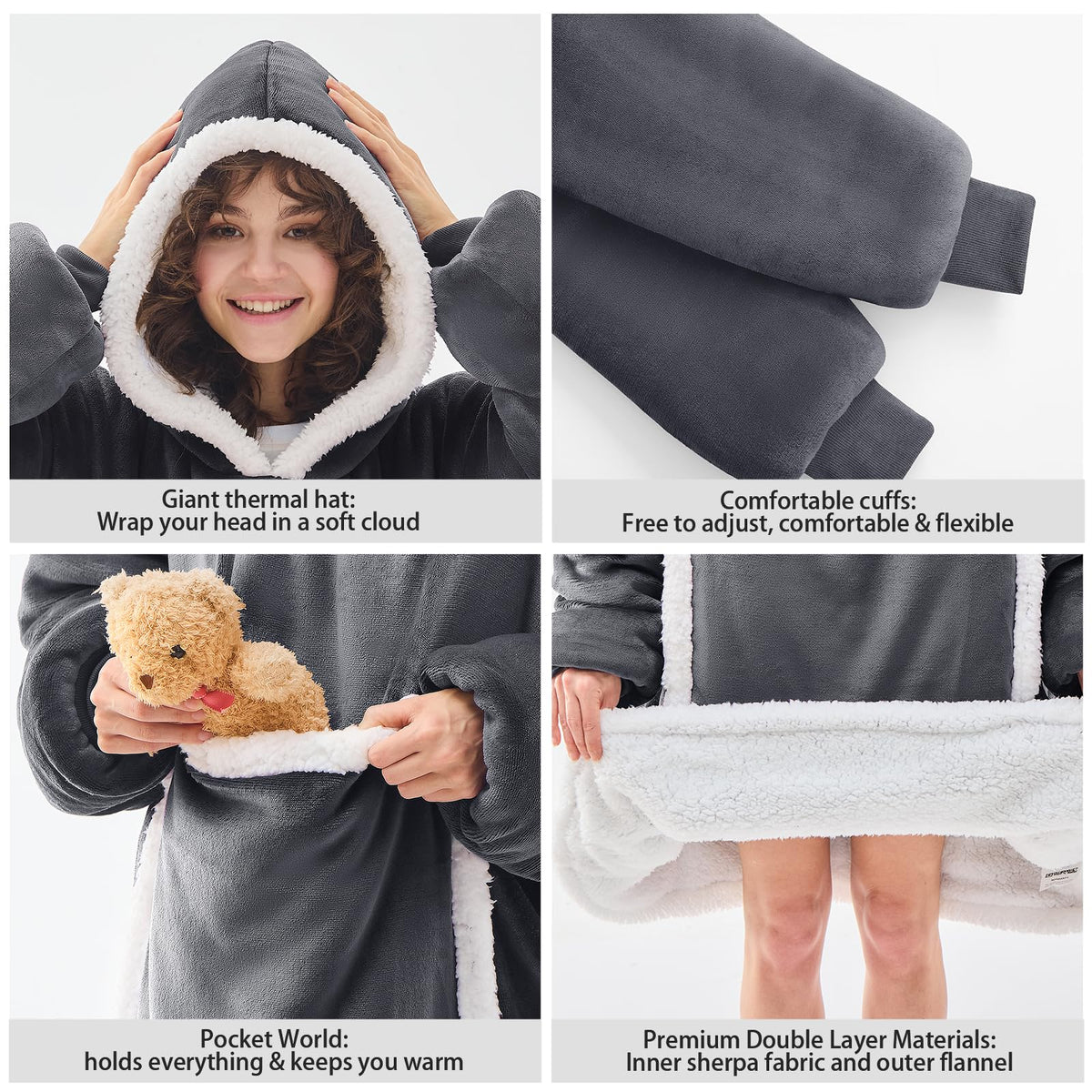 JOYWOO cozy hoodie blanket suited for camping and travel.