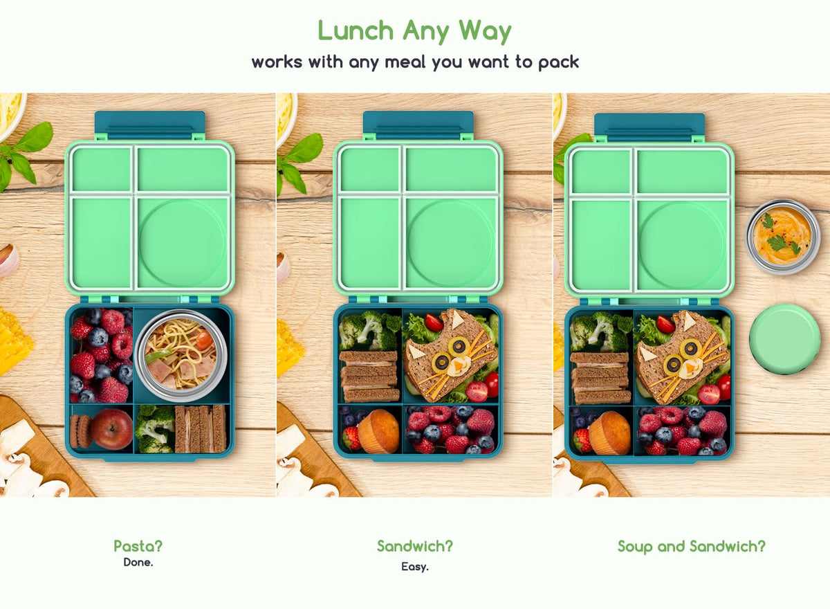 JoyYum kids lunch box used for school lunches and outings.