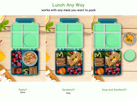 JoyYum kids lunch box used for school lunches and outings.