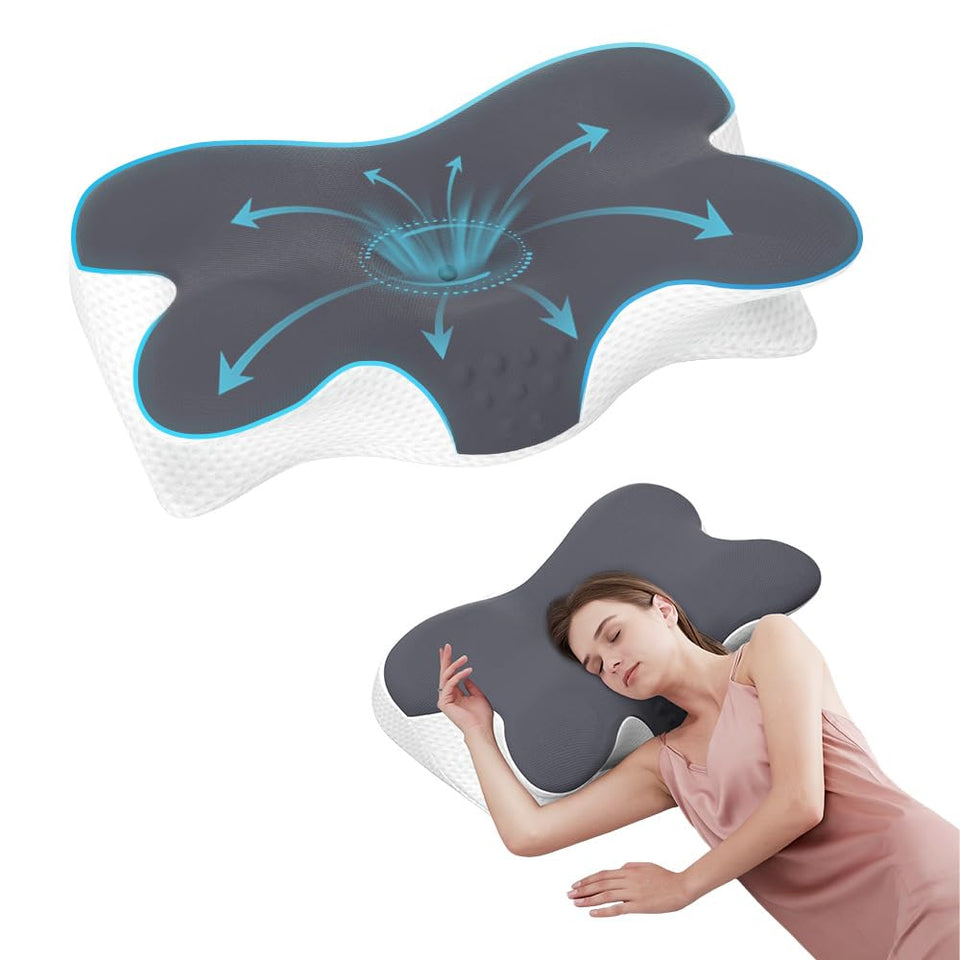 Jpoht cervical neck pillow front view showing ergonomic support and neutral alignment