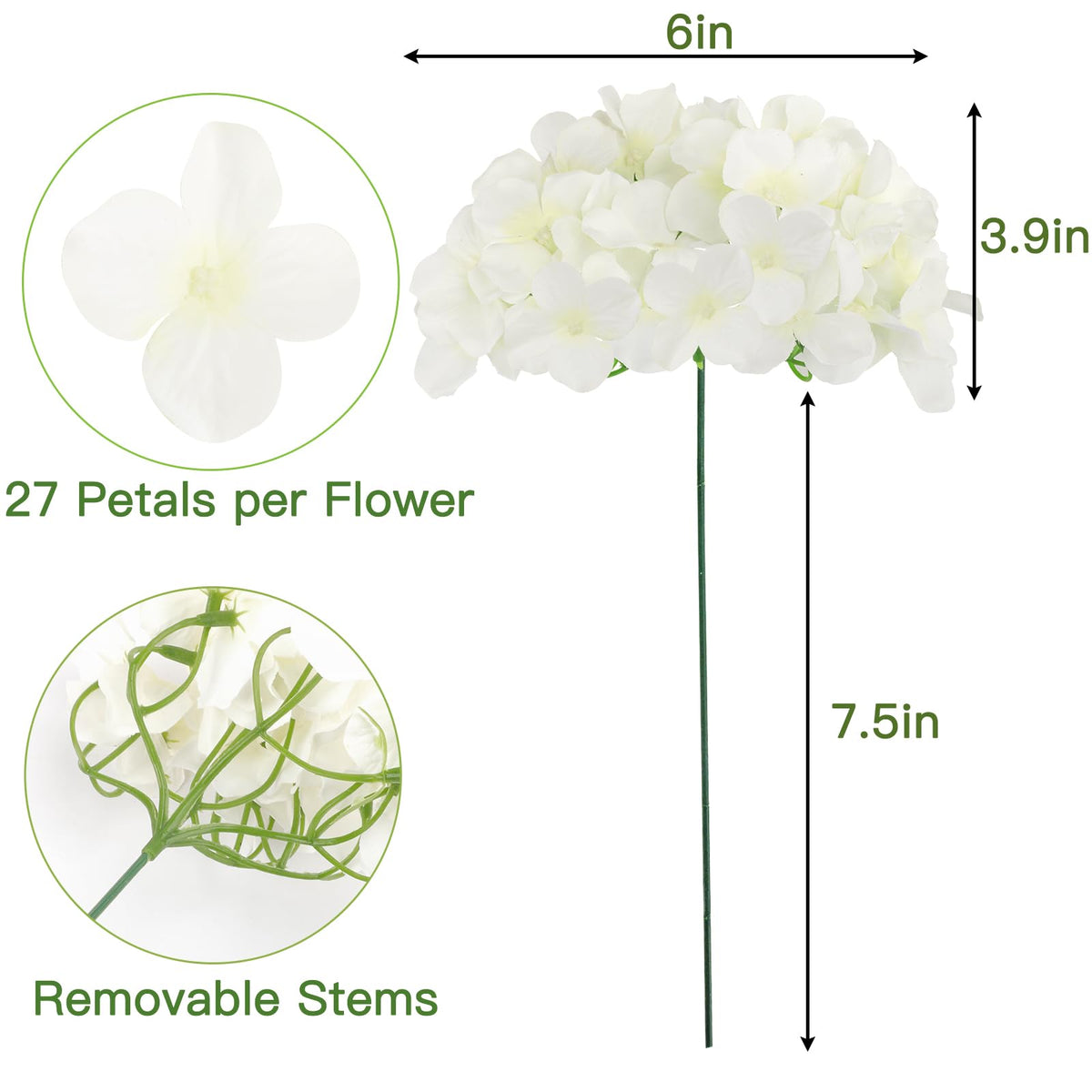 JPSOR 8-inch bendable hydrangea stem for flexible arrangements