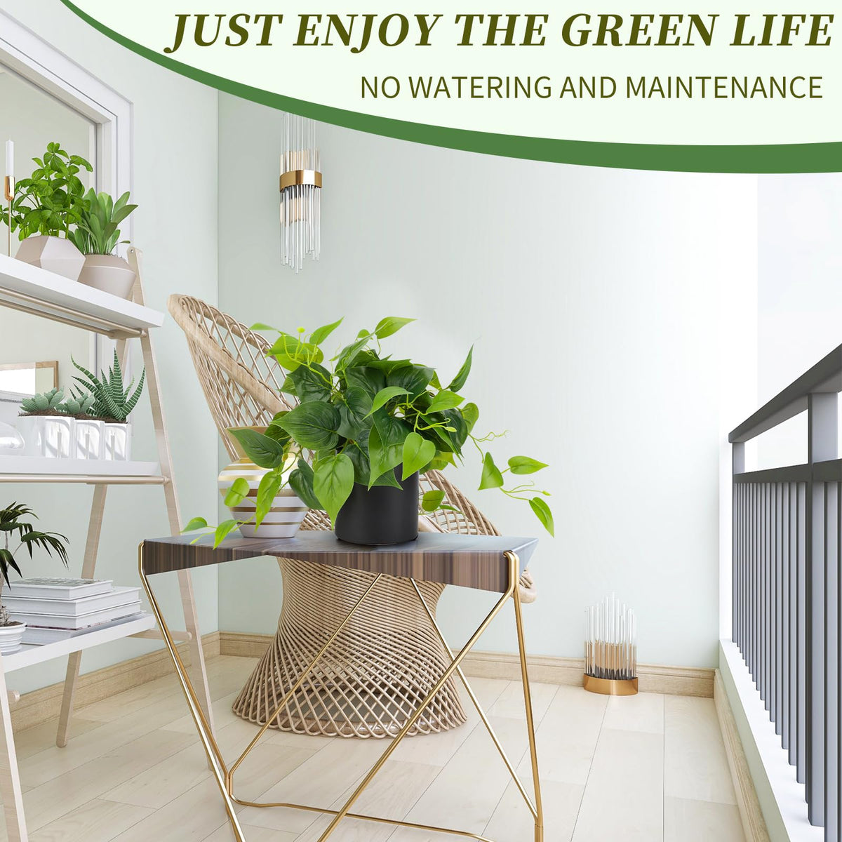 JPSOR pothos bathroom decor inspiration with ceramic pot for a moisture-friendly touch