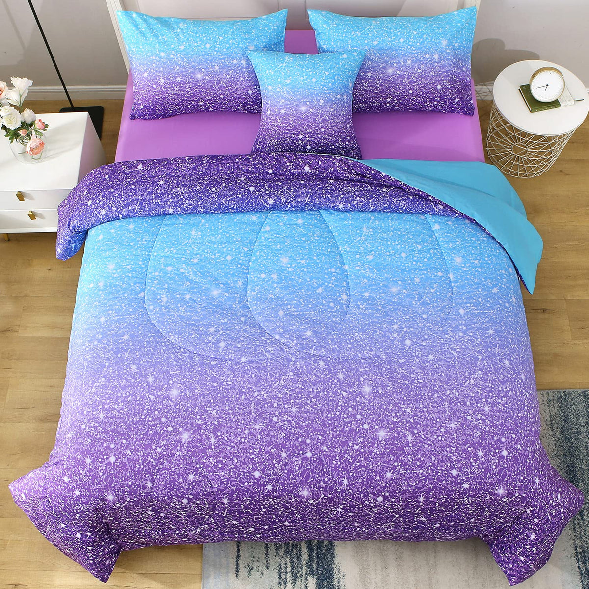 JQinHome glitter flat sheet twin 66x96 smooth comfort and easy care