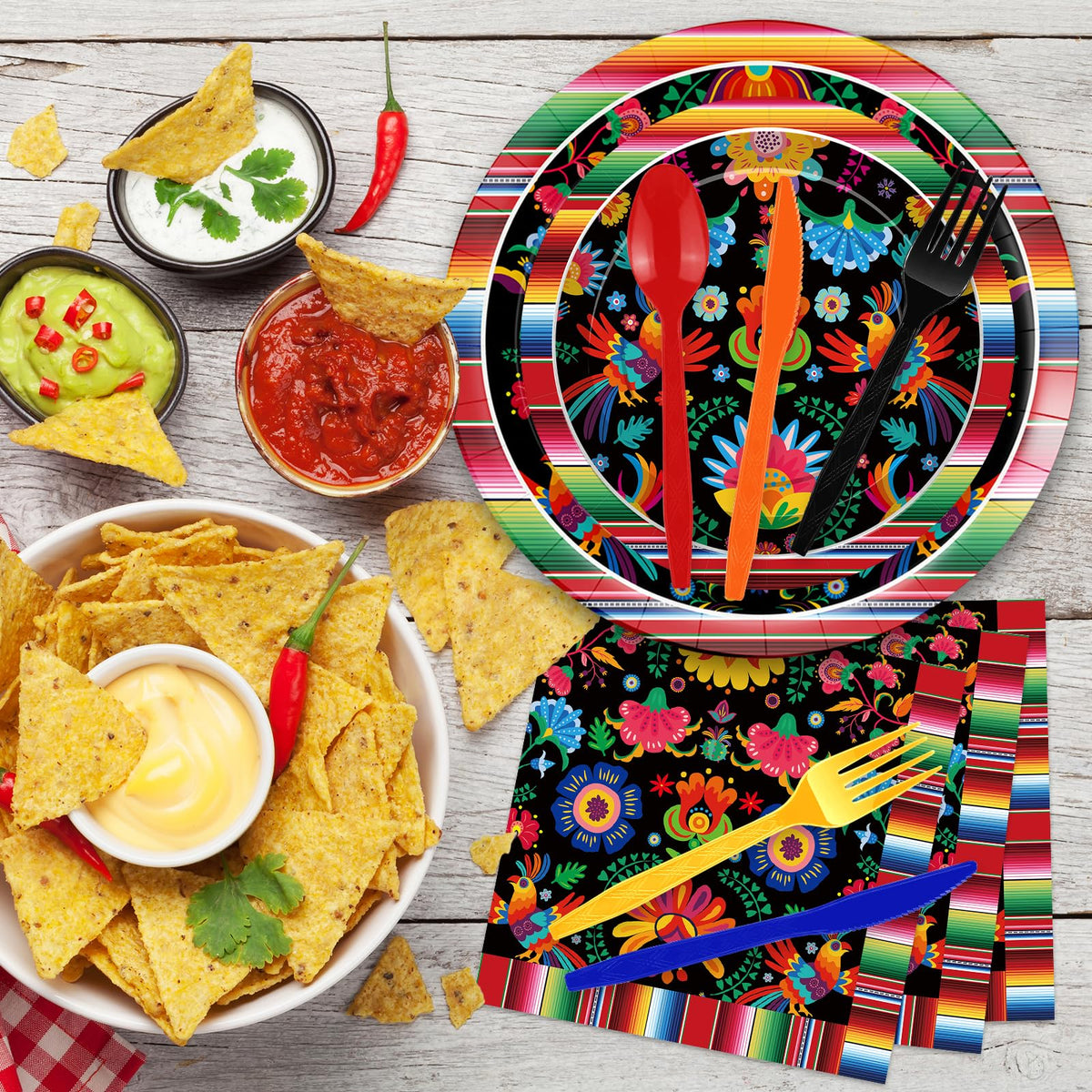 Jremreo Fiesta plastic utensils provide sturdy dining for guests