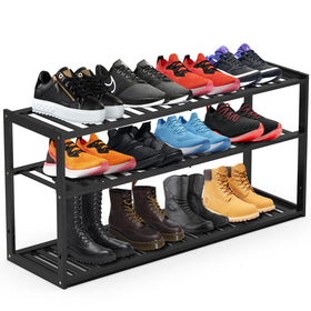 Jripae bamboo shoe rack, 32.5-inch length, ideal for tight entryways.