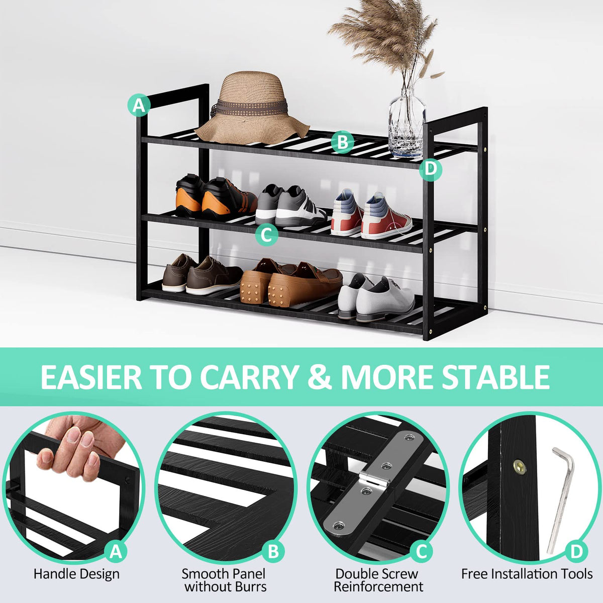 Jripae rack features a built-in handle for easy moving.