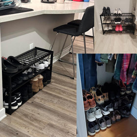 Jripae bamboo rack with stable frame supports heavy shoes securely.