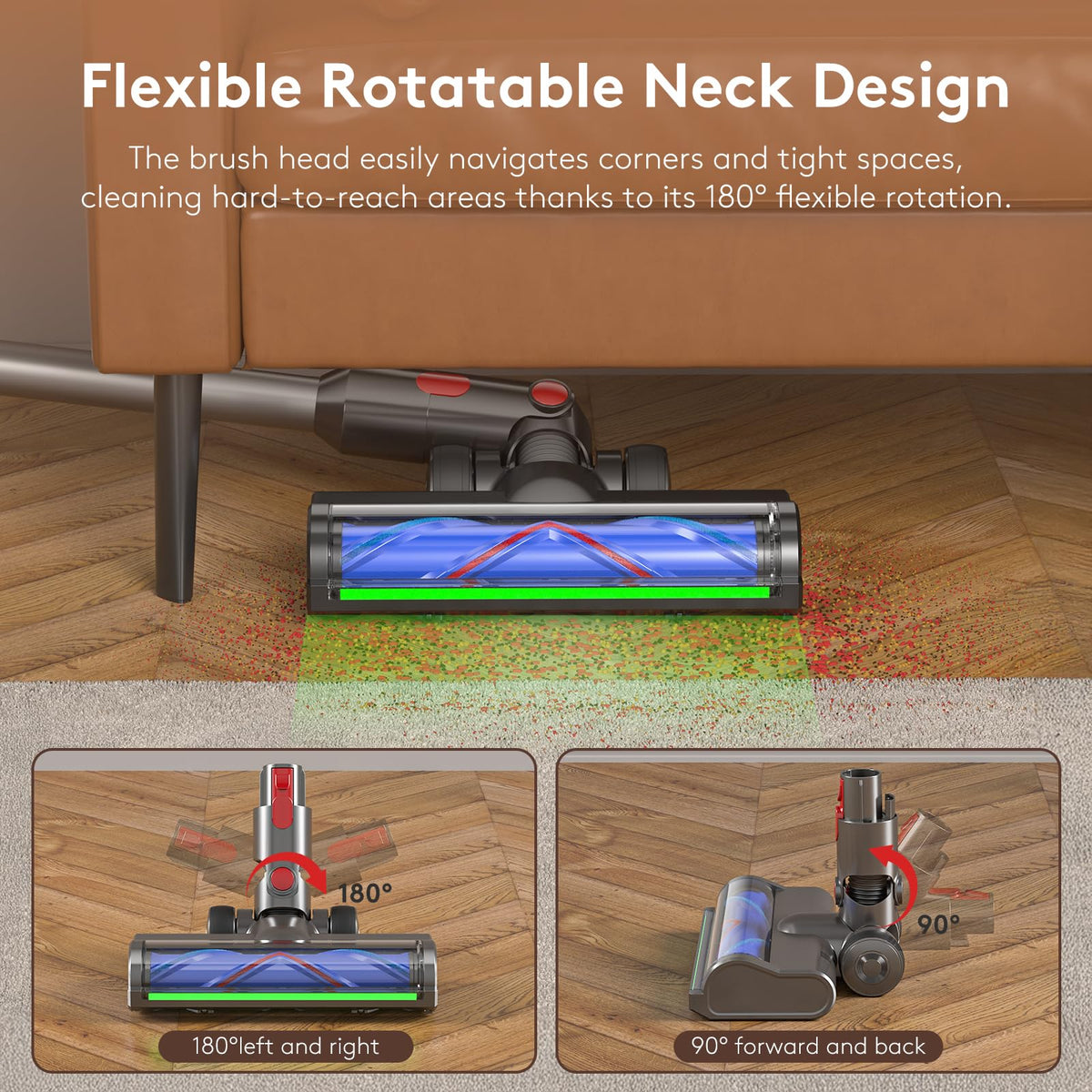 Jruav Dyson replacement head anti-tangle design to prevent hair wrap.