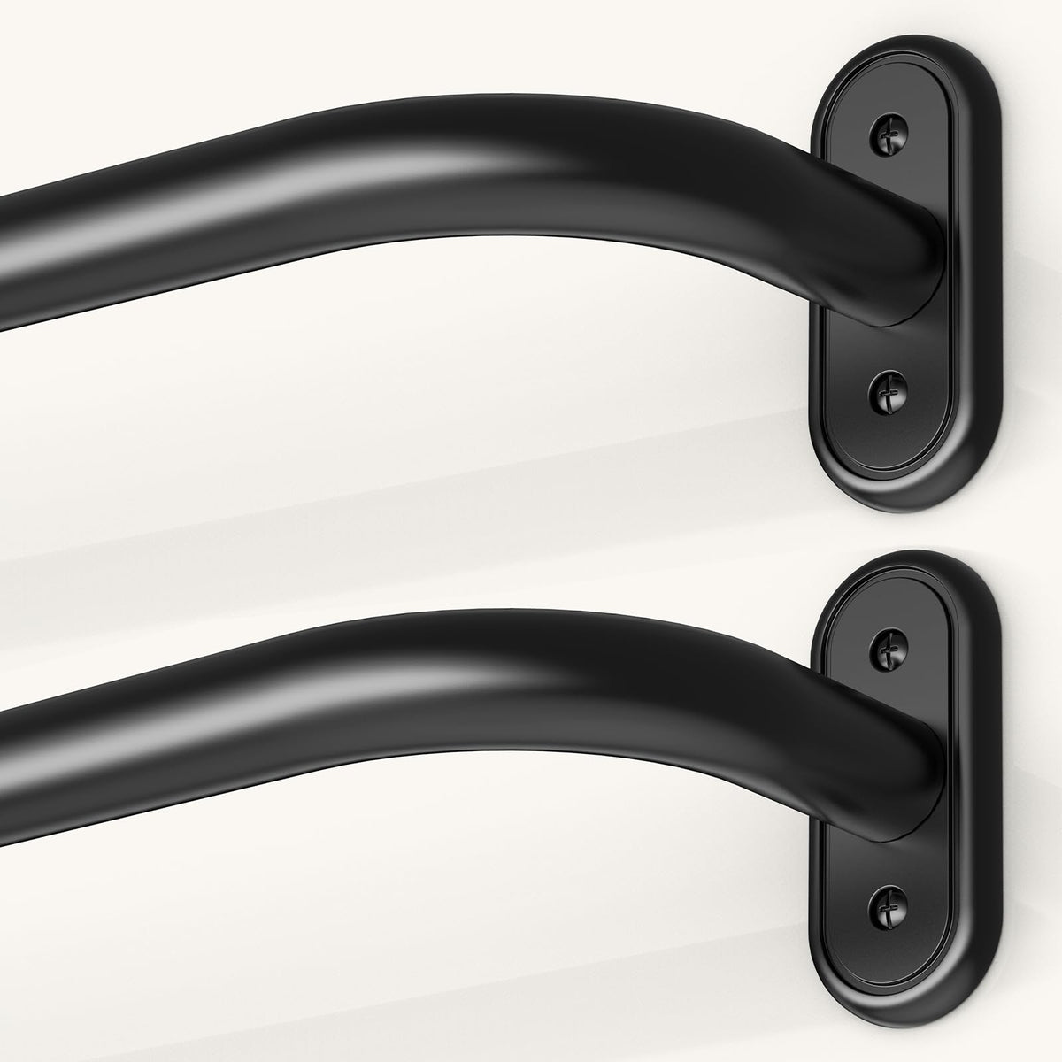 JRZOO 2-pack wrap-around curtain rods in black for wide windows, enhancing privacy.