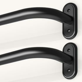 JRZOO 2-pack wrap-around curtain rods in black for wide windows, enhancing privacy.