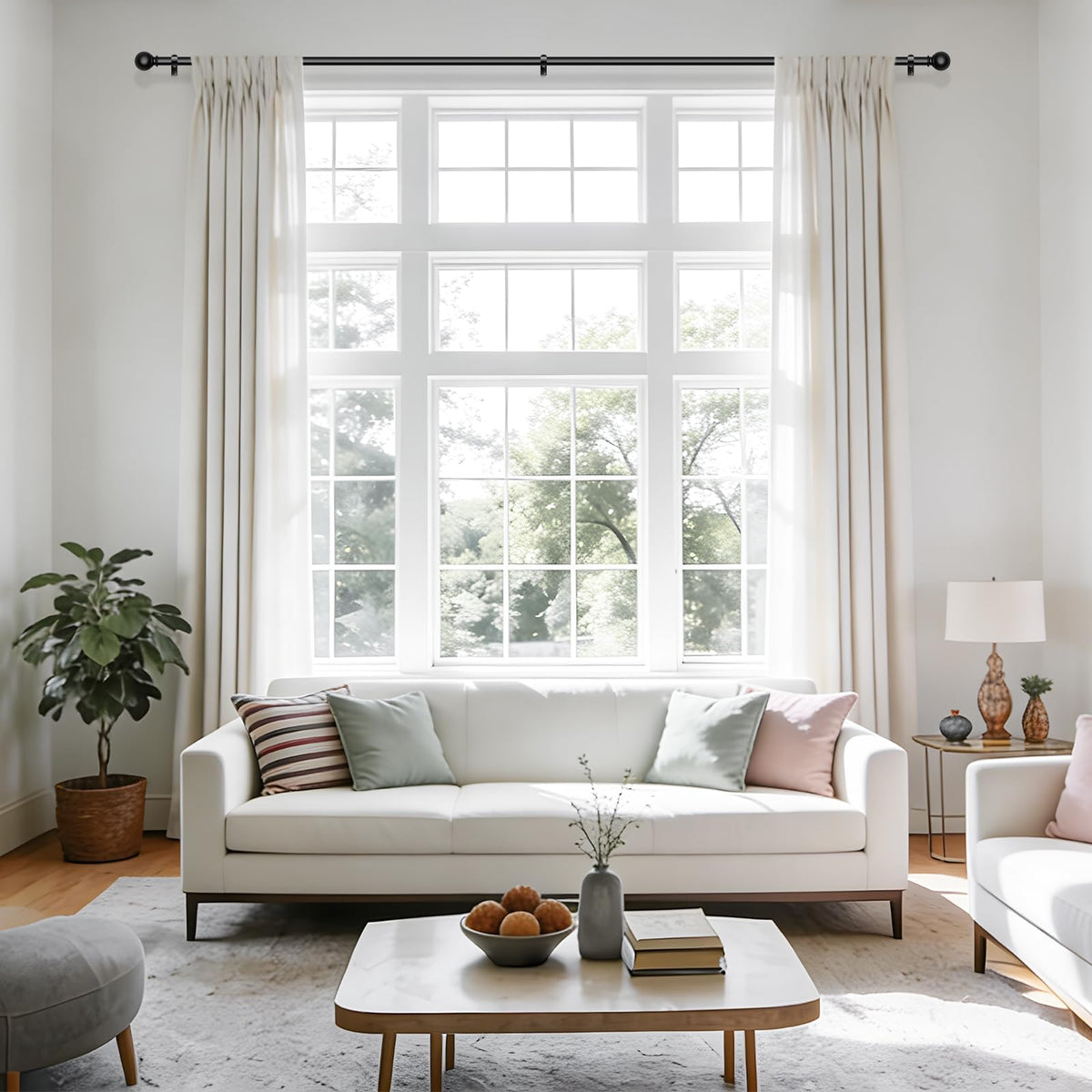 JRZOO 5/8-inch drapery rod supports light to medium curtains with stability.