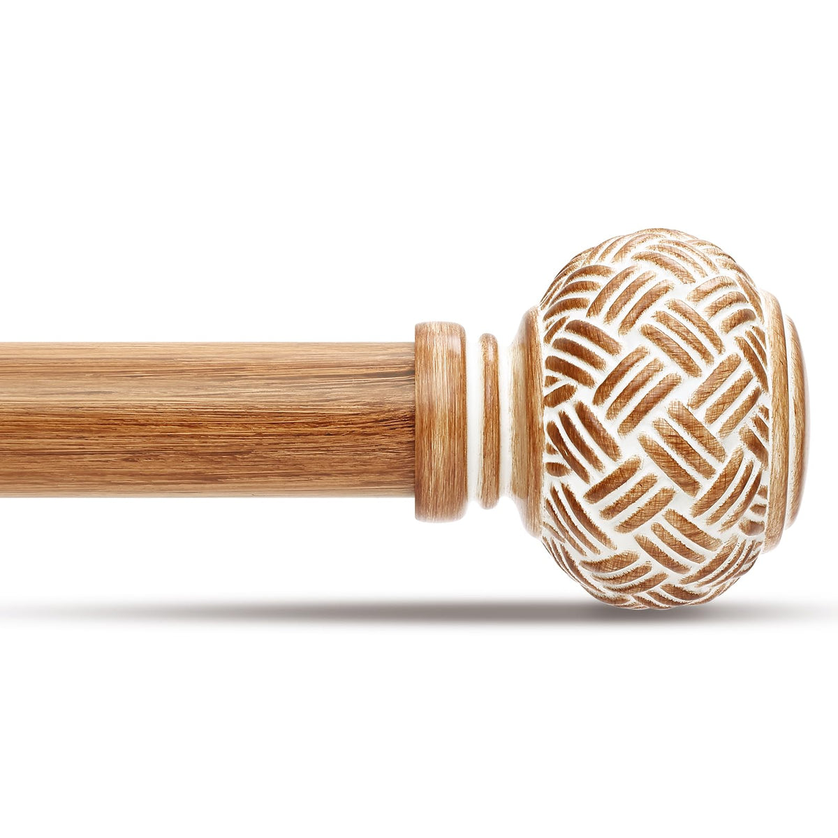 JRZOO boho curtain rod with wood grain finials enhances vintage appeal and durability