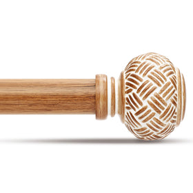 JRZOO boho curtain rod with wood grain finials enhances vintage appeal and durability