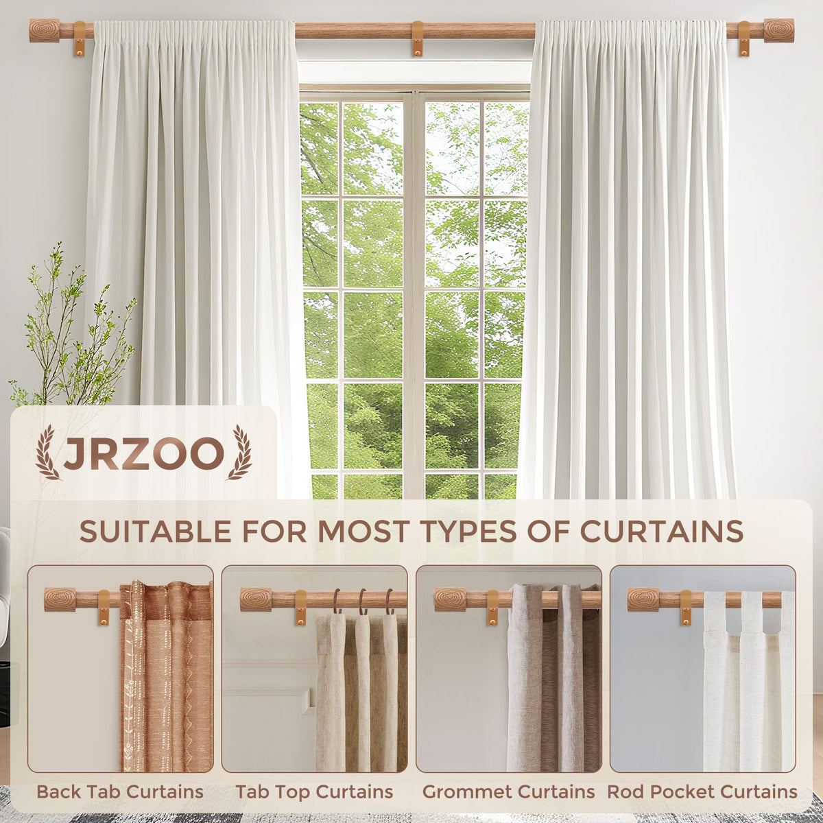 JRZOO curtain rod installation hardware included for quick mounting