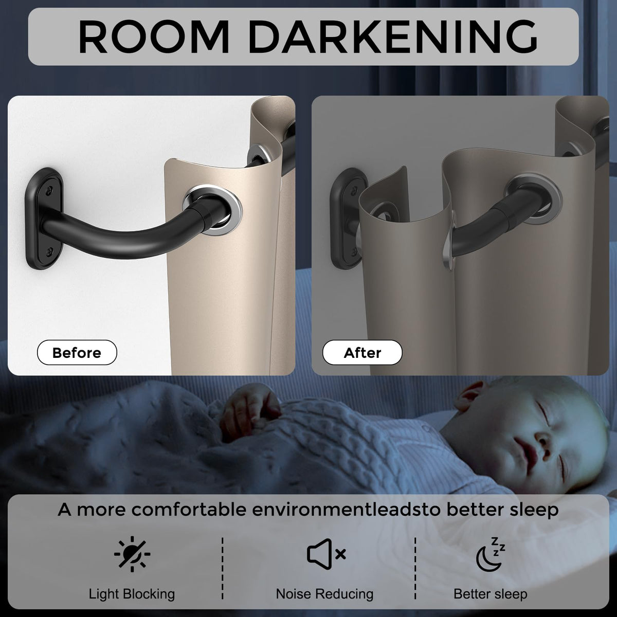 JRZOO curved-end design hugs the wall for better light blockage.