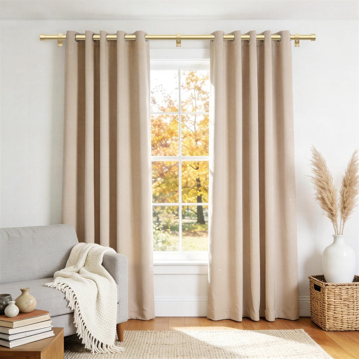 JRZOO Gold Curtain Rod shows reinforced heavy-duty brackets for stable support.