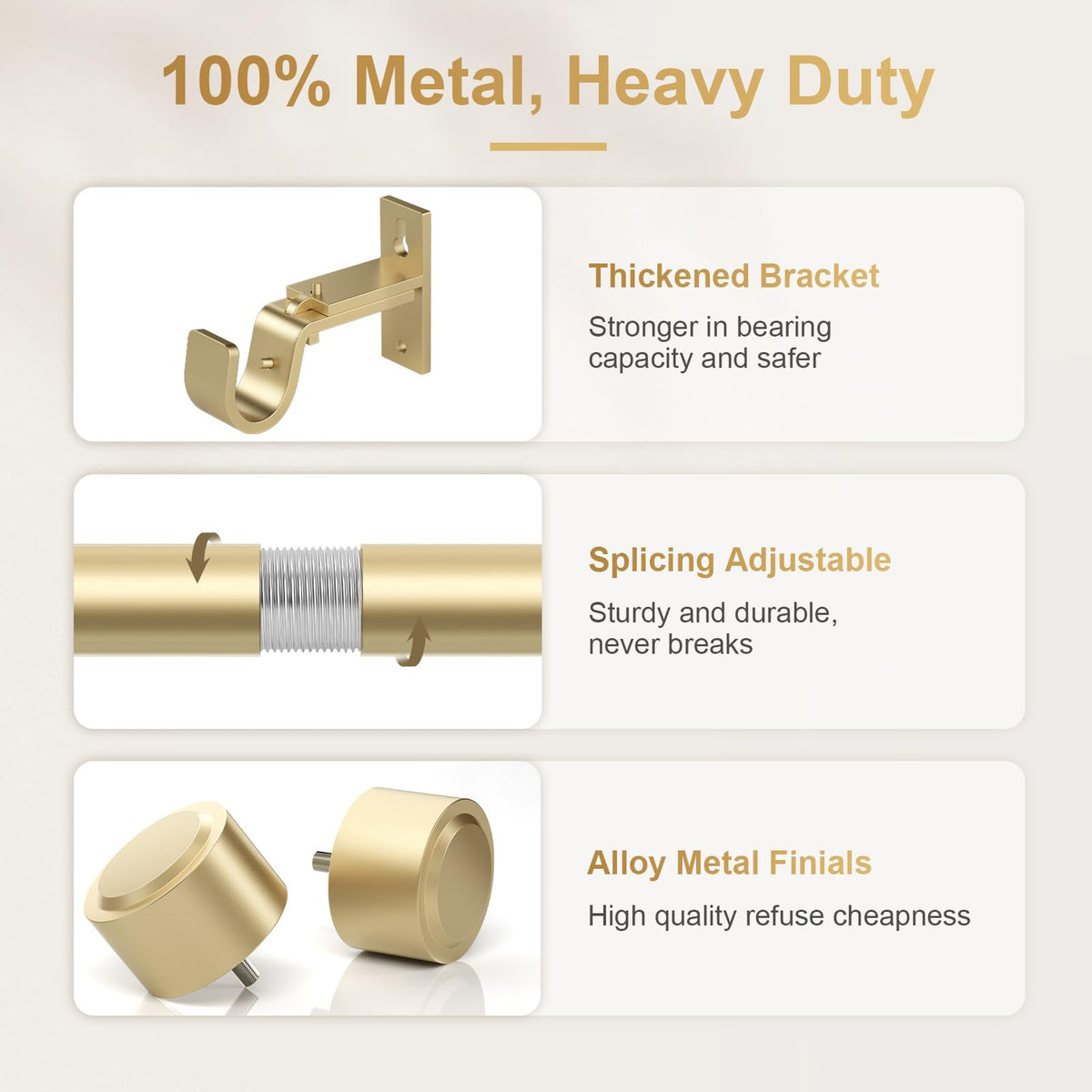 JRZOO's rust-resistant finish preserves color and smooth curtain glide.