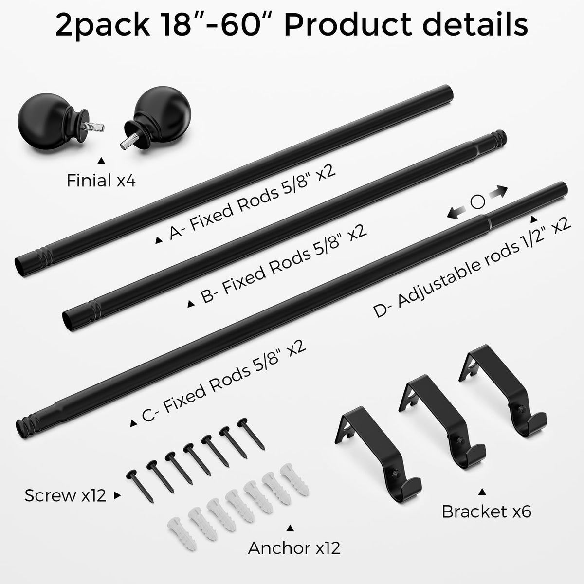 Matte black JRZOO curtain rod complements contemporary living spaces.